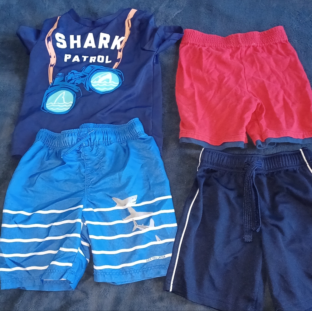 Kids 4T Lot Swim Trunks/Shirt and 2 pairs of shorts